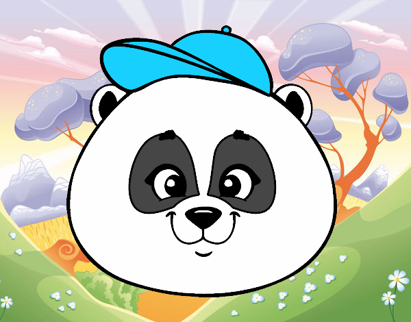 Dibujo Cara de oso panda con gorro pintado por ardi23