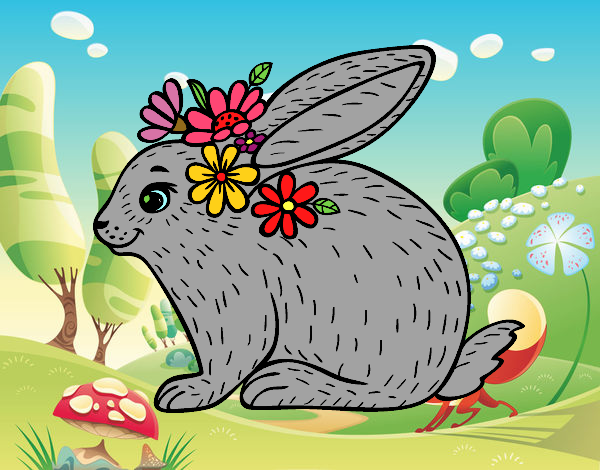 Dibujo Conejo primaveral pintado por carmennona