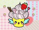 Dibujo Cupcake kawaii con fresa pintado por rici