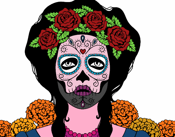 Dibujo Mujer calavera mejicana pintado por perlitamm