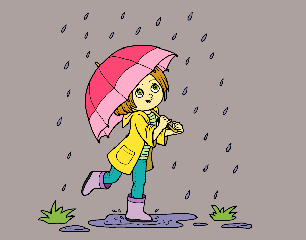 Dibujo Niña con paraguas bajo la lluvia pintado por yekifrecit