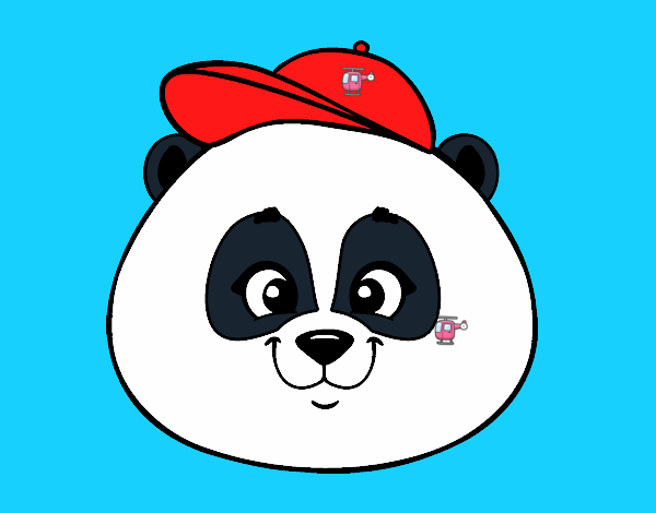 Dibujo Cara de oso panda con gorro pintado por dandanhooo