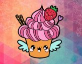 Dibujo Cupcake kawaii con fresa pintado por maximolove