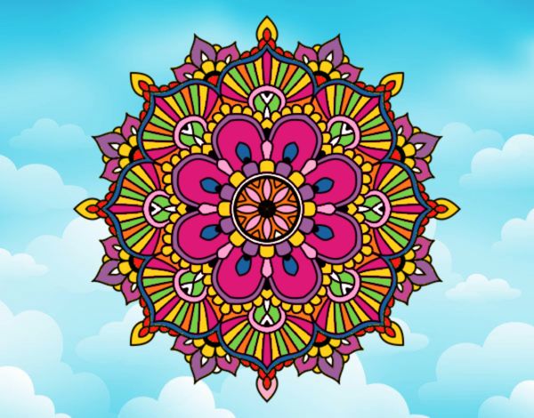 Dibujo Mandala destello floral pintado por anamabelam