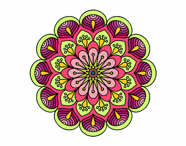 Dibujo Mandala flor y hojas pintado por Kristal91