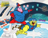 Dibujo Bob Esponja - Sr Súper Dúper y burbuja invencible pintado por ANTOI