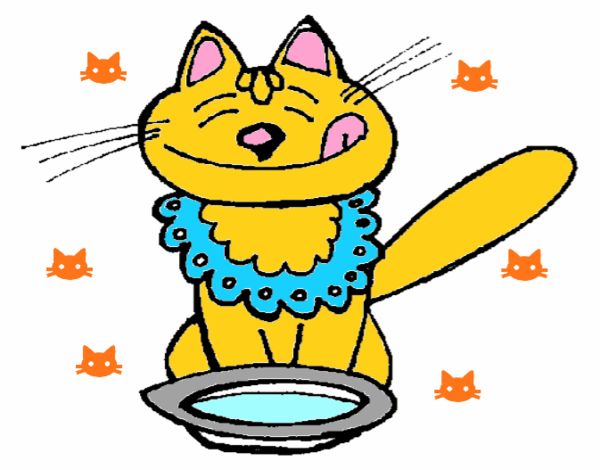 Dibujo Gato comiendo pintado por rici