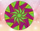 Dibujo Mandala sol triangular pintado por estrellado