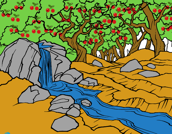 Dibujo Paisaje de bosque con un río pintado por ANTOI