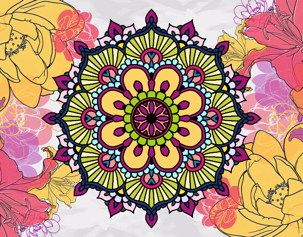 Dibujo Mandala destello floral pintado por lurralde