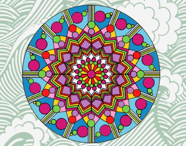 Dibujo Mandala flor con círculos pintado por anamabelam