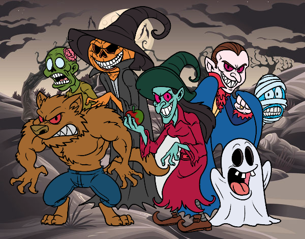 Dibujo Monstruos de Halloween pintado por brendazali