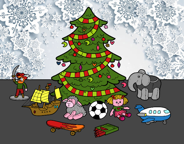 Dibujo Árbol de Navidad y juguetes pintado por guemes364