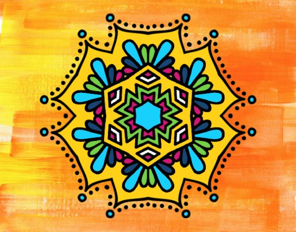 Dibujo Mandala flor simétrica pintado por anamabelam