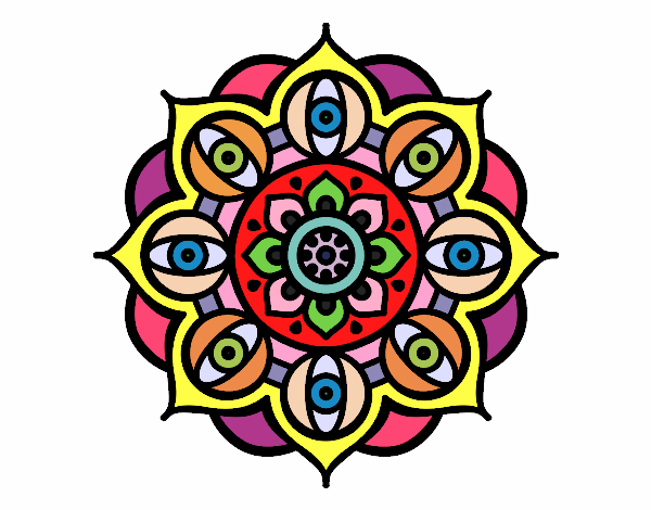 Dibujo Mandala ojos abiertos pintado por Steffanyy