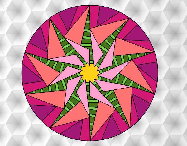 Dibujo Mandala sol triangular pintado por cataluz
