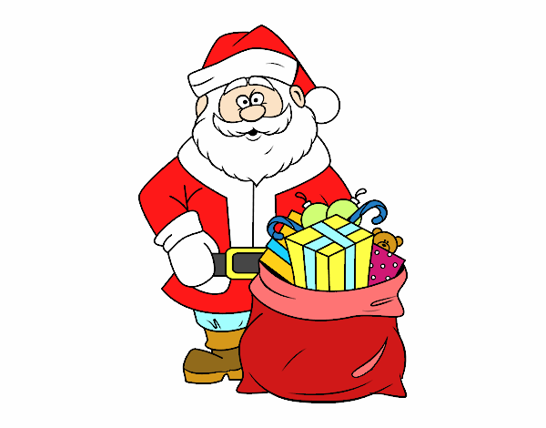Dibujo Papá Noel con bolsa de regalos pintado por dandanhooo