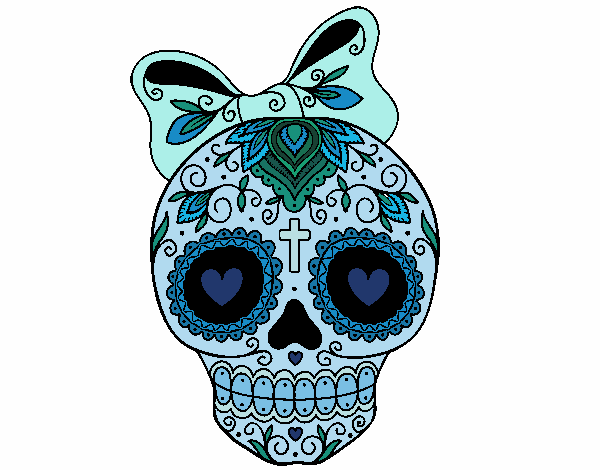 Dibujo Calavera mejicana con lazo pintado por KiShySashA