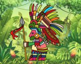Dibujo Guerrero azteca pintado por PepeArroba