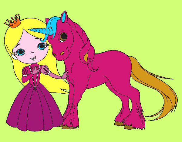 Dibujo Princesa y unicornio pintado por bayoleth