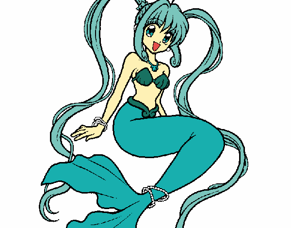 Dibujo Sirena con perlas pintado por KiShySashA