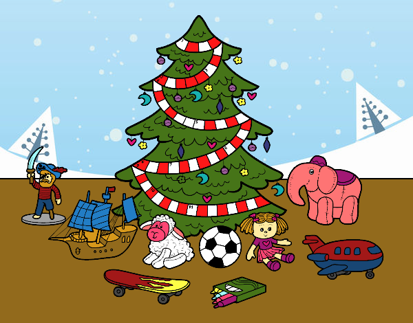 Dibujo Árbol de Navidad y juguetes pintado por estrellaud