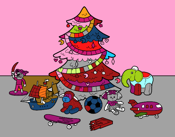 Dibujo Árbol de Navidad y juguetes pintado por stocn