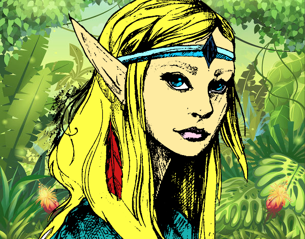Dibujo Princesa elfo pintado por estrellaud