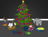 Dibujo Árbol de Navidad y juguetes pintado por ANTOI