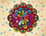Dibujo Mandala flor y hojas pintado por jazminosan