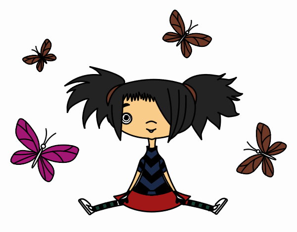 Dibujo Niña con mariposas pintado por vicky12345