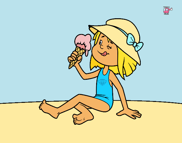 Dibujo Niña tomando un helado pintado por twazowski