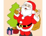 Dibujo Santa Claus y un árbol de navidad pintado por matimanent