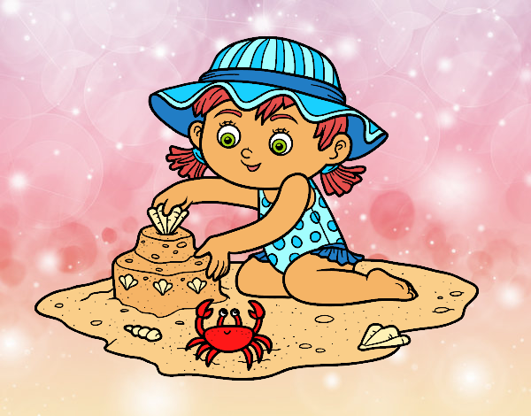 Dibujo Una niña jugando en la playa pintado por twazowski