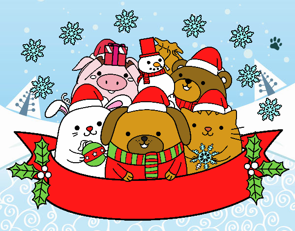 Dibujo Animalitos navideños pintado por santy15