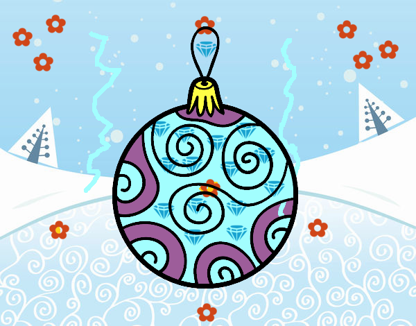 Dibujo Bola de árbol de Navidad decorada pintado por santy15