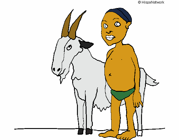 Cabra y niño africano