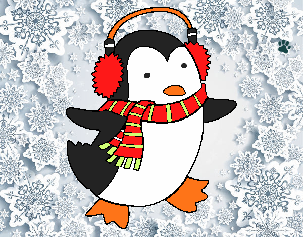 Dibujo Pingüino con bufanda pintado por santy15