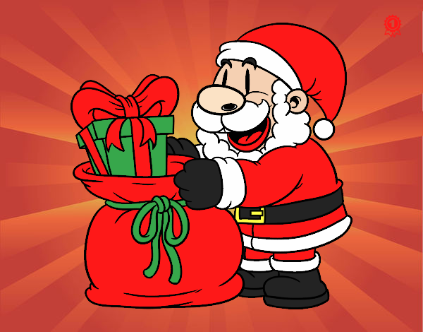 Dibujo Santa Claus ofreciendo regalos pintado por santy15