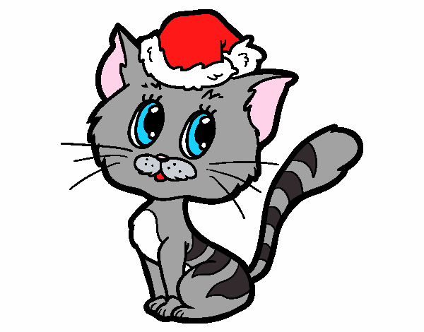 Dibujo Un gato navideño pintado por Rqserma