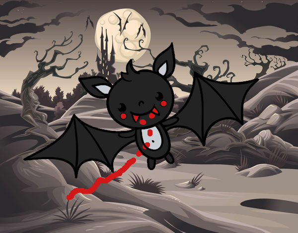 Dibujo Un murciélago de Halloween pintado por santy15