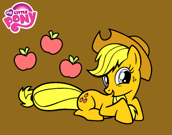 Dibujo Applejack y sus manzanas pintado por Flothershy