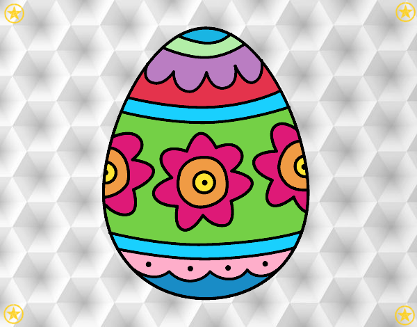 Dibujo Huevo de Pascua con flores pintado por camila2016