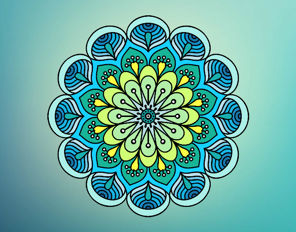 Dibujo Mandala flor y hojas pintado por Camy28