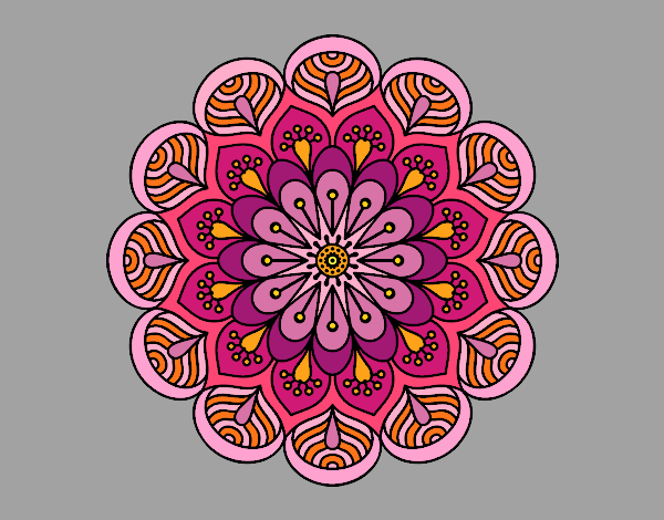 Dibujo Mandala flor y hojas pintado por Vibrio88