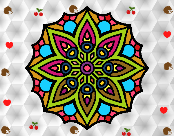 Dibujo Mandala simetría sencilla pintado por rossyto