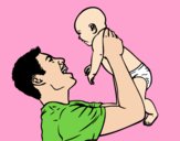 Dibujo Padre y bebé pintado por elenablanc