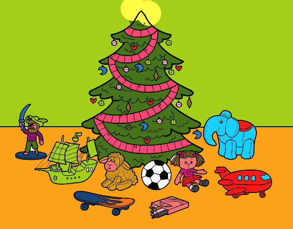 Dibujo Árbol de Navidad y juguetes pintado por daniart12