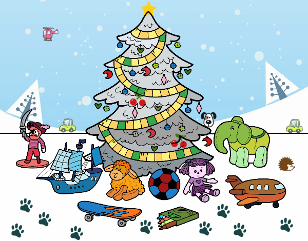 Dibujo Árbol de Navidad y juguetes pintado por JOSEMG