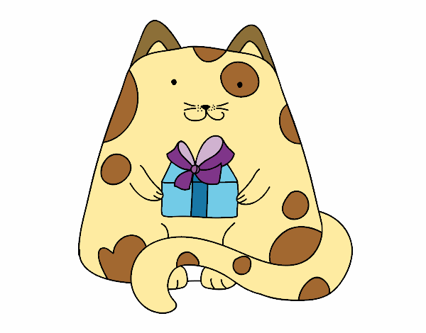Gato con un regalo